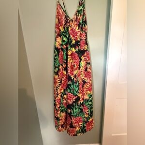 SHEIN Floral Maxi Dress - Black, Red, Yellow, Green